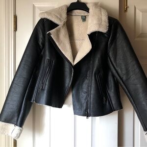 Wild Fable! Women’s Black Faux Leather Shearling Jacket Size M
